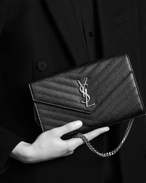 ysl mono grain de poudre tech|Saint Laurent YSL Monogram Large Wallet on Chain in Grained .